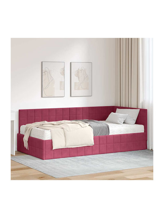 vidaXL Einzelbett Mit Samt Grün Samt Rot Mit La...