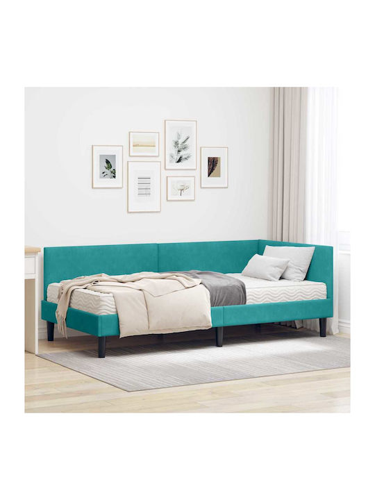 Betten Einzelbett mit Samt Türkis mit Lattenros...