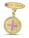 Themelidis Jewels Kinder Sicherheitsnadel aus Gold 9K mit Kreuz und Konstantinato für Mädchen