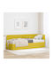 Single Bed Upholstered with Velvet Yellow Velvet with Slats and Mattress 80x200cm