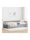 Single Upholstered Bed Base with Fabric Light Grey with Slats and Mattress 94x190cm