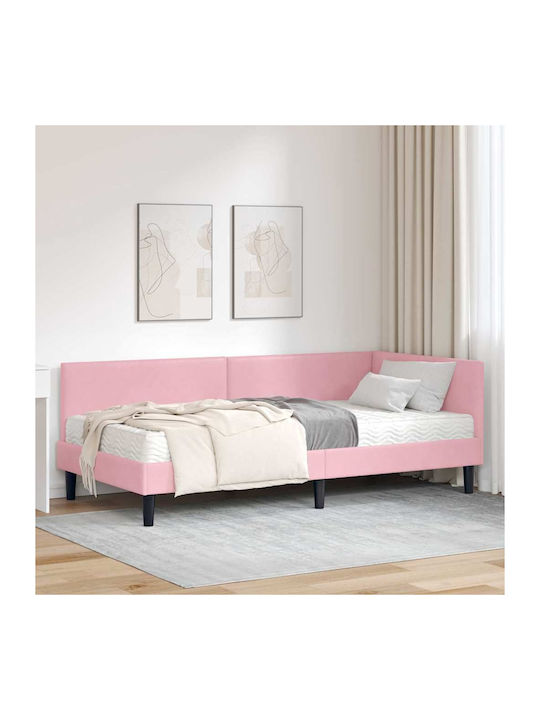 Ein Einzelbett Mit Samt Grau Mit Lattenrost & M...
