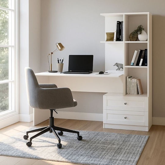Schreibtisch Mantra mit Bücherregal 150x60x152cm White