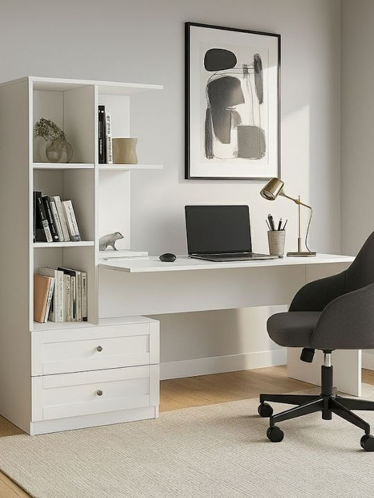 Schreibtisch Mantra Holz mit Bücherregal White ...