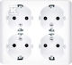 Simon 54 Surface-mounted Schuko Quadruple Power Socket Scandinavian Version Quick-release White Egsz4snz/11
