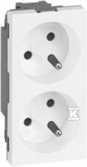 Simon Connect Double Power Socket S500 Grounded 2x230v 16a Without Signaling Pins Pure White 50000468-030