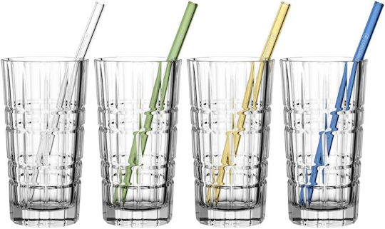 Leonardo Leonardo Wasserbrillen Glas mit Strohhalm 400ml 4 Stück