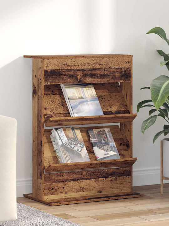 vidaXL PU Magazine Rack Brown 70x41x96cm