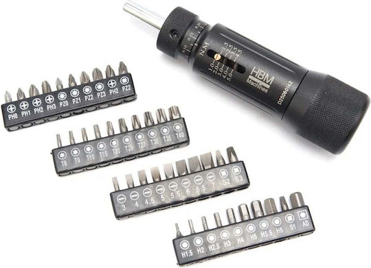 HBM Machines Niveluri Cheie dinamometrică Caroiaj 1/4" Cuplu 1-5 Nm cu Lungimea 15buc