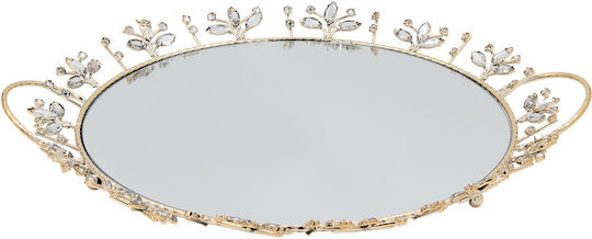 Keskor Metallic Oval Decorative Tray with Mirror 47x42x4.5cm