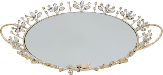 Keskor Metallic Oval Decorative Tray with Mirror 42x36x4cm