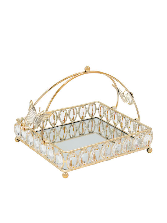 Keskor Metallic Rectangular Decorative Tray with Mirror 24x21x18cm