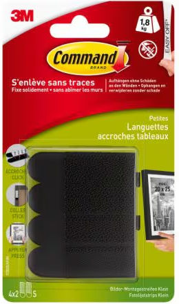 3M Command Self-Adhesive Reusable Tape Black 2mmx4m 8pcs