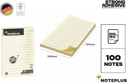 Biletele de Memorie Blocnotes De Lipire Puternică Galbene În Dungi 100x150mm Noteplus 100 Bucăți N006