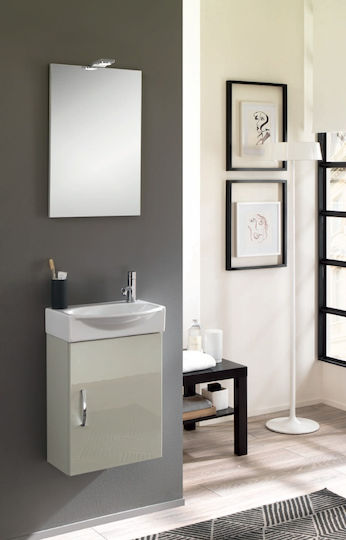 Adriatica Countertop with Sink & Mirror with Light L40xW21.5xH50cm Gray