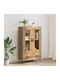 Highboard Floor-standing Living Room Display Cabinet made of Particleboard with Glass Brown 69.5x31x115cm