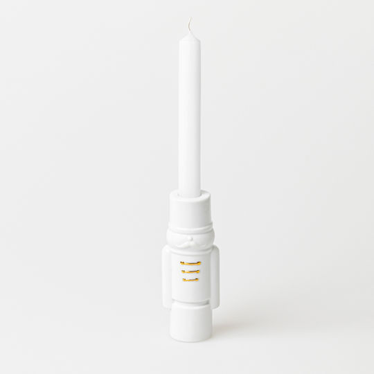 Raeder Christmas Wood White Candlestick 14x5.5cm