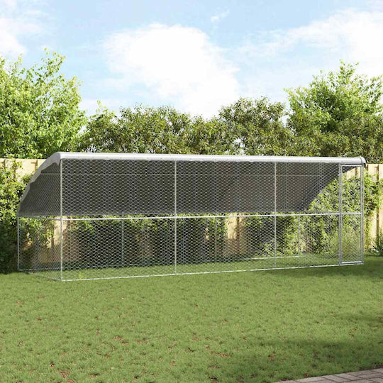 vidaXL Μεταλλικό Πάρκο Σκύλου 600x200x200εκ. Ασημί
