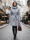 Women's Gray Peacoat with Hood