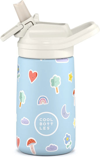 Cool Bottles Sticlă Pentru Copii Termos Silicon Kiddies Nori Curcubeu 350ml