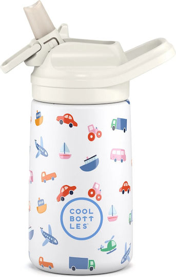 Cool Bottles Kids Water Bottle Thermos Silicone Kiddies Little Wheels 350ml