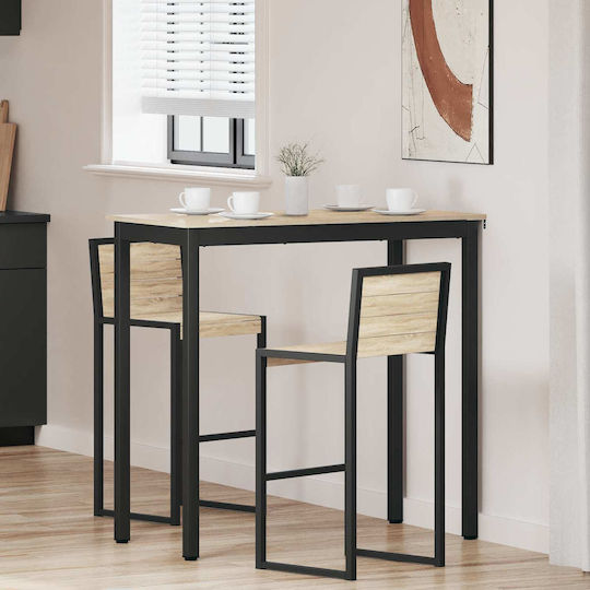 Bar Table Wooden Beige 110x55x105cm