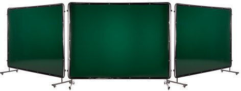 Vevor Welding Screen Frame 3-Panel 1.74 X 2.34m Welding Curtain Protective Screens Vinyl Flame Resistant 12 Wheels & 6-Layer UV Protection Workshop Industrial Use Dark Green