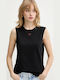 Casimiro Women's Summer Blouse Cotton Sleeveless Black
