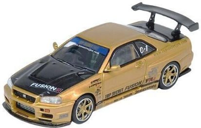 Model Static Mașină Nissan R34 Top Secret Auriu Scara 1:64 Inno64