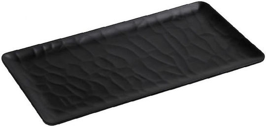 Espiel Wavy Matte Plate Shallow Rectangular made of Melamine Black 32.5x17.6cm