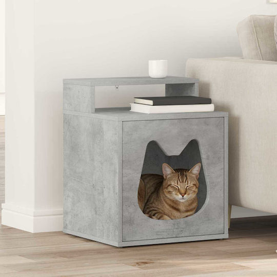 Vidaxl Casă Pentru Pisici Beton 42,5 X 40 X 53,5 Cm Lemn Prelucrat