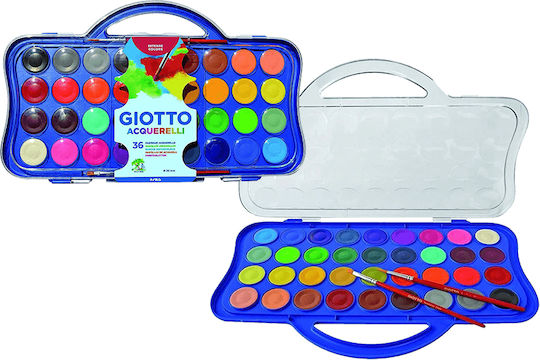 Giotto Watercolours Brush 3+ Plastic Bag 36 Colours Φ30mm 2 Pieces