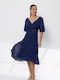 Summer Midi Evening Dress Blue