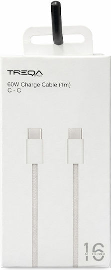 Treqa USB 2.0 Cable USB-C Male - USB-C 60W PD White 1m CA-1020