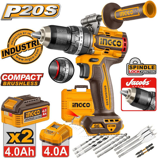 Ingco CIDLI209686E Brushless Cordless Impact Drill Driver 20V