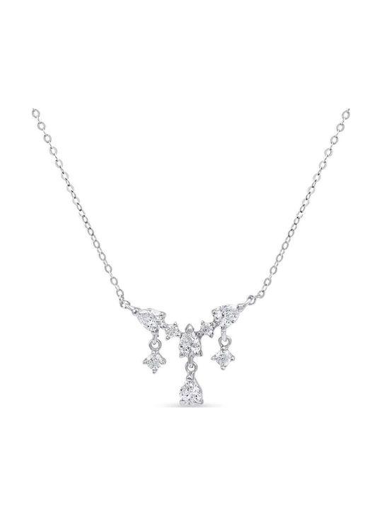 Psomas Halskette aus Weißgold 9 K mit Zirkon