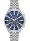 Quantum Dual Time Men's Watch 42mm Battery with Silver Stainless Steel Bracelet
