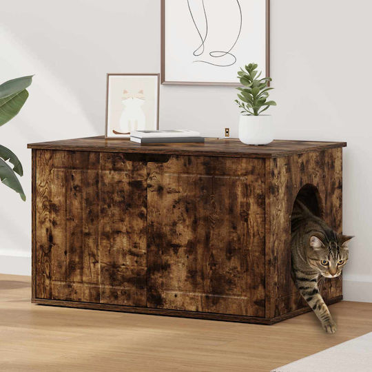 Vidaxl Katzenbett Rauch Eiche 85 x 55 x 53,5 cm Bearbeitetes Holz