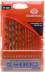 Daewoo Metall Bohrmaschinen Titanium Beschichtungs-Set 13 Stück 6.5 6 5.5 5 4.8 4.5 4 3.5 3.2 3 2.5 2 1.5 Mm Daewoo Metall Bohrmaschinen Titanium Beschichtungs-Set 13 Stück 6.5 6 5.5 5 4.8 4.5 4 3.5 3.2 3 2.5 2 1.5 Mm