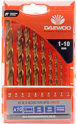 Daewoo Metall Bohrmaschinen Titanium Beschichtungs-Set 10 Stück 10 9 8 7 6 5 4 3 2 1 mm Daewoo Metall Bohrmaschinen Titanium Beschichtungs-Set 10 Stück 10 9 8 7 6 5 4 3 2 1 mm