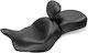 Mustang Double Driver Passenger Motorcycle Saddle 09-13 Kawasaki Vulcan 1700 Classic Mustang 1 Piece 2-up Wide Touring Vintage Seat Plain Black
