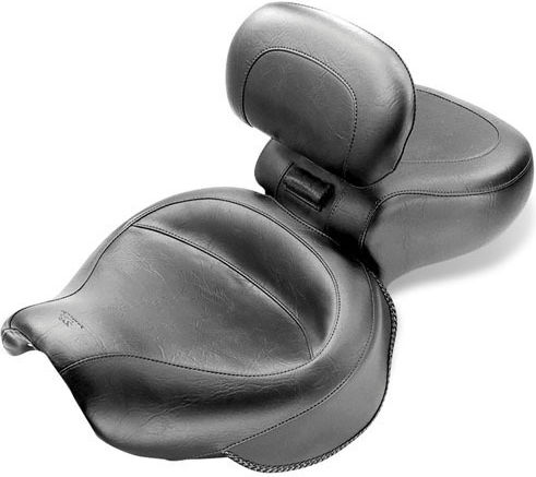 Mustang Double Driver Passenger Motorcycle Seat Honda 00-08 Vt1100 Sabre 97-08 Spirit 87-97 Shadow 95-01 Ace Mustang 1-piece 2-up Wide Touring Vintage Seat Plain Black