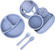 Комплект за Хранене Babythings от Силикон с Противоплъзгаща Основа Син 6бр
