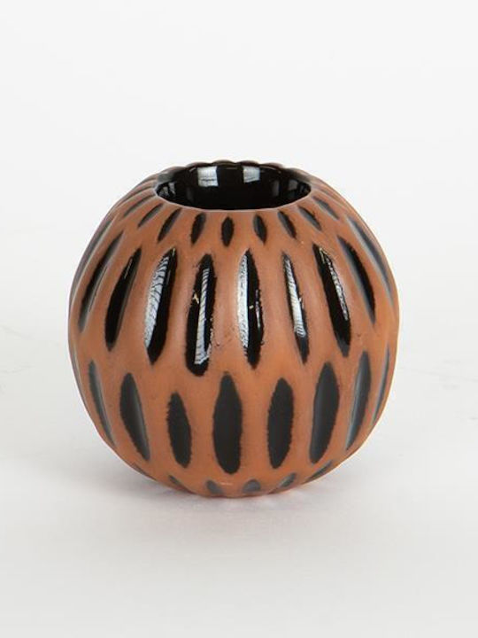 Set of Candle Holders Ceramic suitable for Tealights in Orange Color 9.3x8.4x9.3cm 4pcs