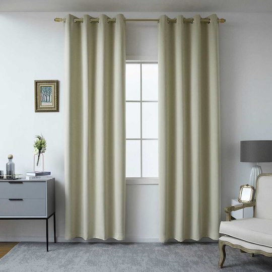 Beauty Home Κουρτίνα Συσκότισης με Τρουκς Μπεζ 140x270εκ.