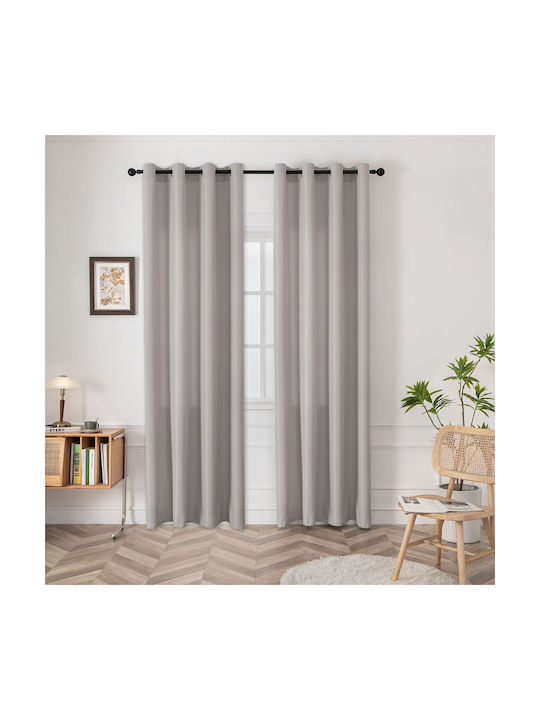 Beauty Home Κουρτίνα με Τρουκς Γκρι 140x270εκ.