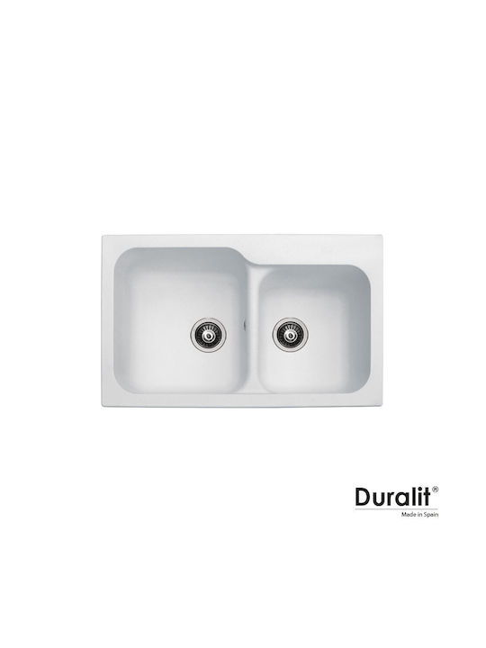 Duralit Drop-In Chiuvetă din Granit Sintetic L83xW50cm Alb