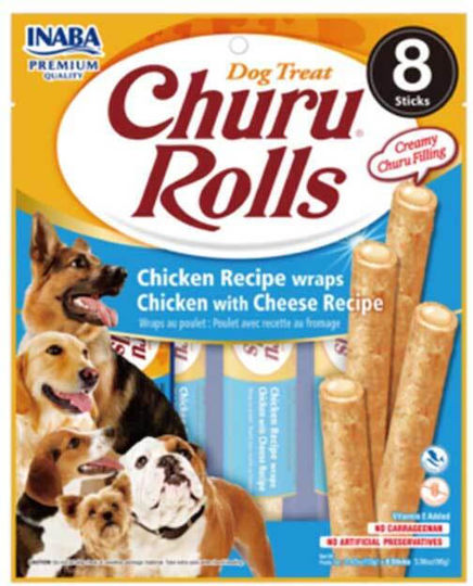 Inaba Dog Treat Tube Shape with Chicken and Cheese 12gr 8pcs