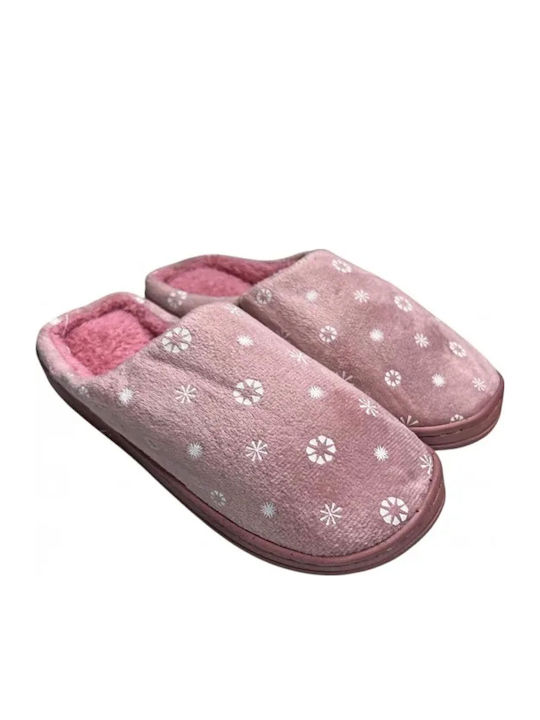 Winter Women's Slippers with Fur Pink