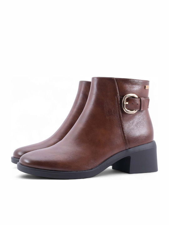 Women's Ankle Boots with Medium Heel Tabac Brown